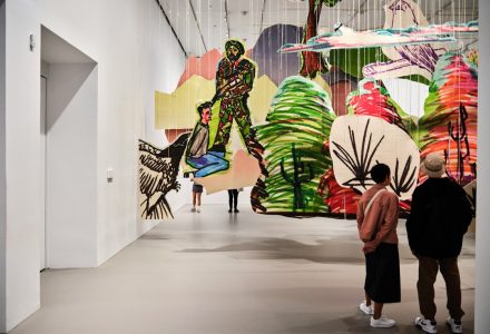 Visitors viewing contemporary objects in a design exhibition