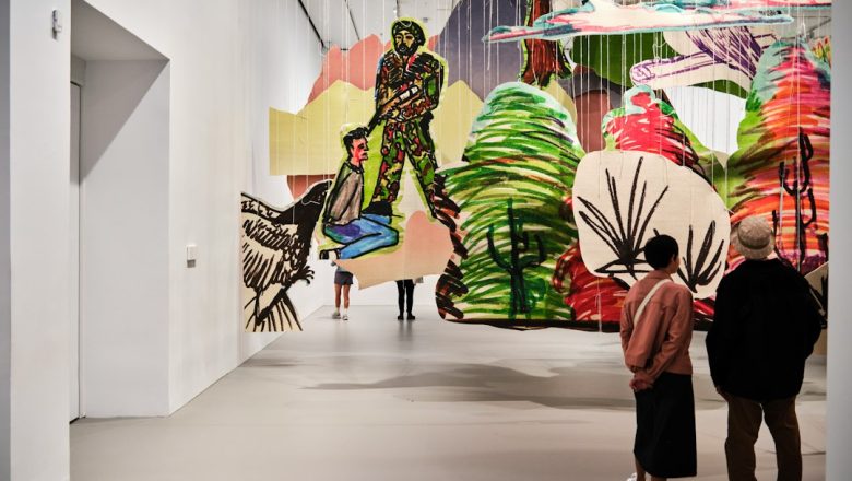 Visitors viewing contemporary objects in a design exhibition