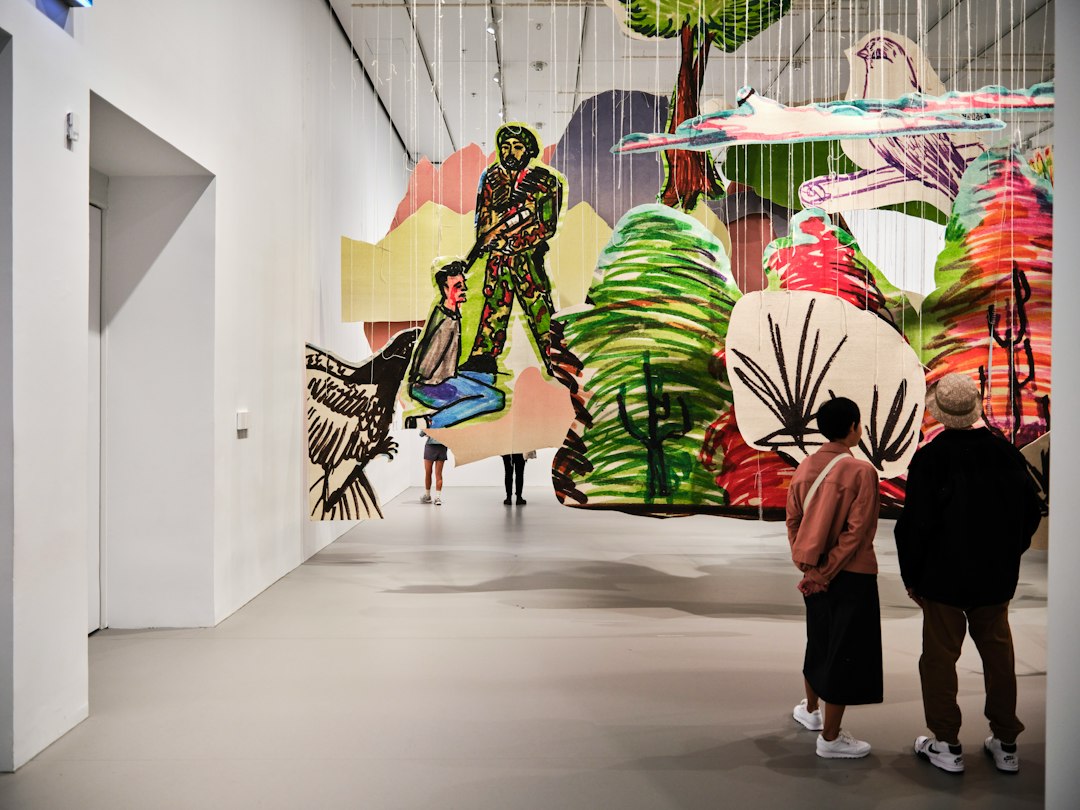 Visitors viewing contemporary objects in a design exhibition