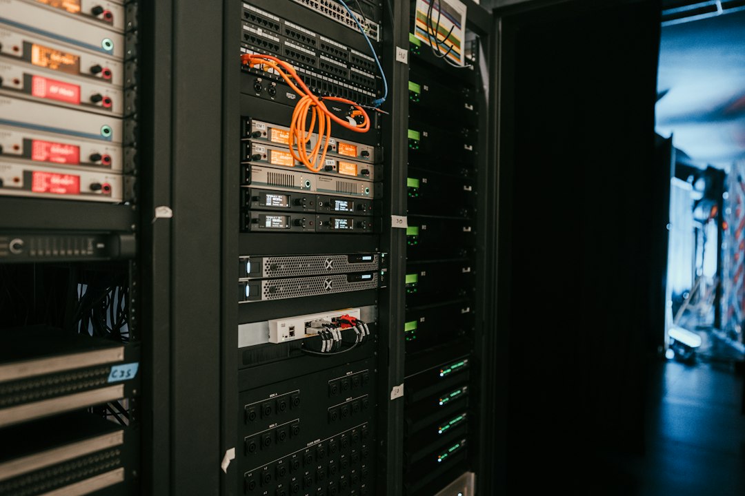 Rows of server racks inside a data centre