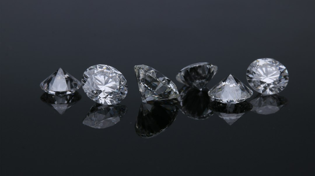 Close-up view of polished diamonds reflecting light