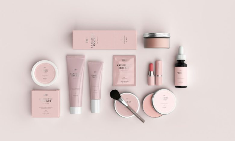 Minimal skincare containers arranged for product development